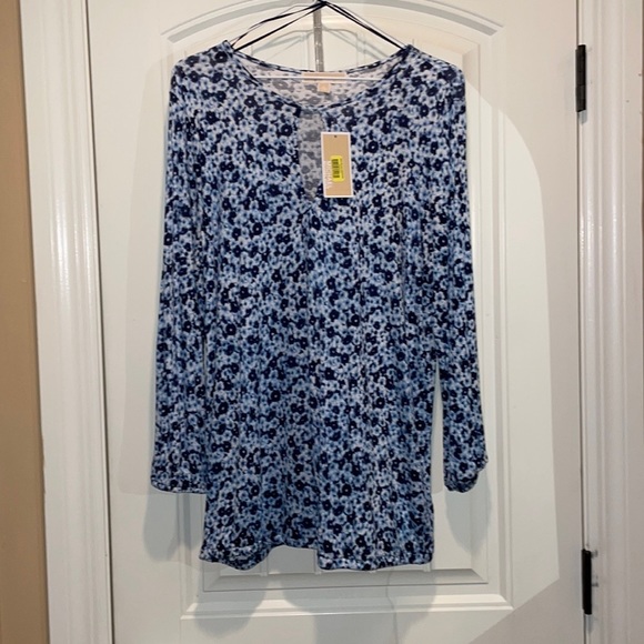 MICHAEL KORS L Long sleeves Blouse bottom hem and wrist elastic Keyhole neckline - Picture 14 of 14